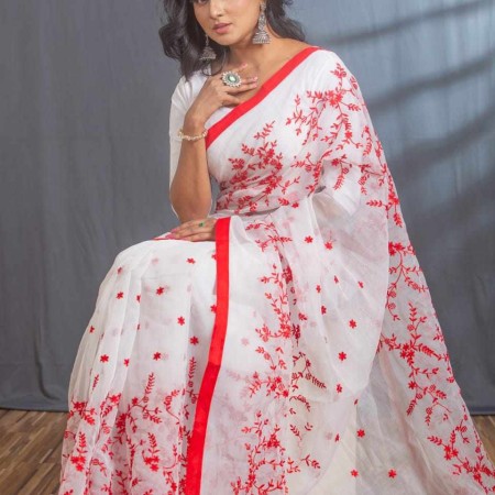 Halfsilk Embroidery Saree Em-111