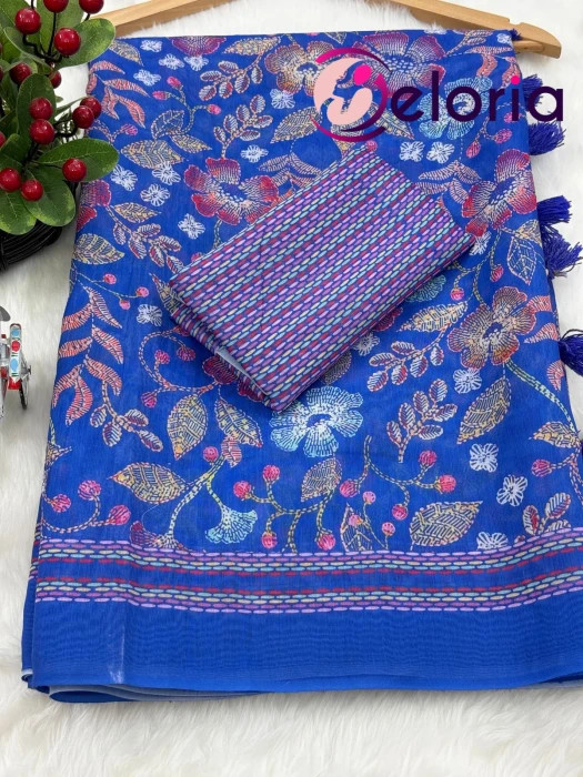 Premium Semi Muslin Silk Saree TS 107 ব্লাউজ পিছ সহ