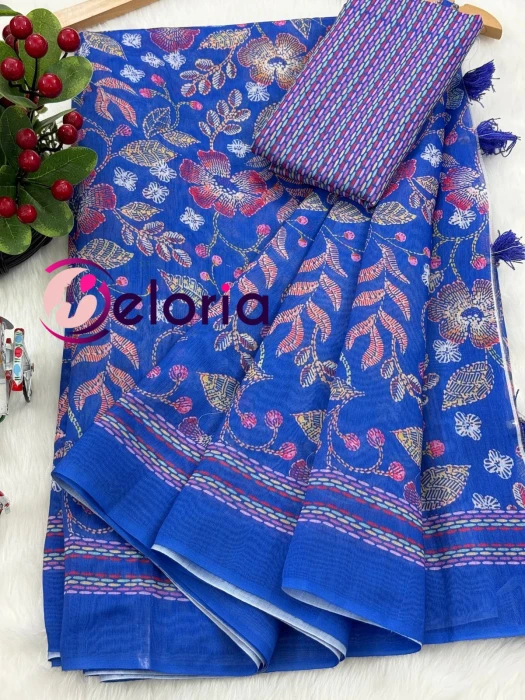 Premium Semi Muslin Silk Saree TS 107 ব্লাউজ পিছ সহ
