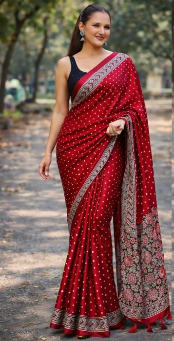 Premium Giza Muslin Silk Saree TS 110 ব্লাউজ পিছ সহ